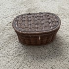 Vintage Early 1900 s Sewing Box Basket Silk Lined