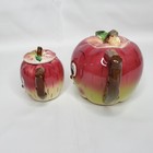 Anthropomorphic Apple Teapot Creamer Set Vintage Red Ceramic Cute Kitschy