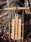 Vintage 40 l Gladding Speedy Wood Snow Sled Toboggan  Red Metal Rails Rope Steer