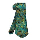 5pcs Mens Silk Tie  Pocket Square  Cufflinks  Green Paisley Tie Set -307 7