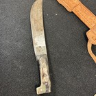 Vintage Mexican  Machete Forged Steal With Bone Handle Brown Leather Belt Sheath