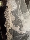 Ivory Lace Edge Veil  Knee Length With Blusher