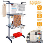 1pc Clothes Drying Rack Rolling Collapsible Laundry Dryer Hanger Stand Rail Shel