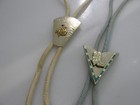2 Vintage Bolo Tie Nylon Cord Bucking Horse Western Boot Cowboy Cowgirl Engraved