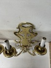 Vintage Pair Brass Two-arm Wall Sconces Electrified Hollywood Regency Style