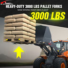 43  Clamp On Pallet Forks 3000lbs W  Stabilizer Bar For Skid Steer Loader Bucket