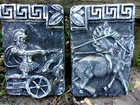 Roman Gladiator Molds Plaster Concrete Set 2 Moulds Cast 100 s 12 x8 x1 25  Each