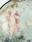 Vintage Victorian Lithograph Glass Chimney Flue Cover Wall Hanging   Fairies