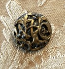 Victorian Art Nouveau Floral Openwork Brass Button With Cut Steel Trim 1 1 8 