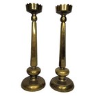 Vintage Solid Brass Large Candle Holders Hollywood Regency 16 5  Mcm Home Deco