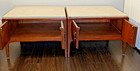 Vintage Lane Rhythm End Tables Pair Travertine Walnut Mcm Mid Century 28 