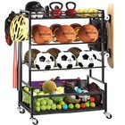  Sports Equipment Organizer- Ball Storage For Garage 4 Tiers Outdoor Toy 