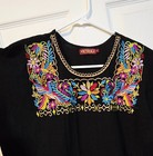 Authentic Mexican Embroidered Blouse Women s Floral Peasant Top Size 6 Yoga S1
