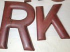 Antique Sign Letters 10    7  Primitive Carved Wood Old Oxblood Red Paint C1900