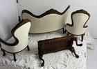 Vtg 1 12 Doll House Furniture Concord Miniature Wood Fabric Victorian Parlor Set