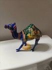 Vintage Hand Painted Indian Camel Figurine Rajasthan Folk Art Blue Decor 8   