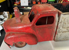 1950s Marx Lumar Pressed Steel Dump Truck 21  Red Gray Vintage Toy Rooster