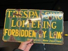 San Francisco Water Department Sign Trespassing Forbidden By Law -10    X 18   