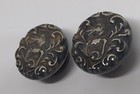 Victorian Antique Sterling Silver Repousse Button Stud Cufflinks Knight Shield