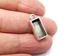5 Pcs Rectangle Pendant Blank Resin Bezel Silver Epoxy Frame 14x6mm G33394