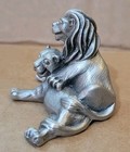 Vintage Hudson Pewter Lion   Lioness Miniature Figurine 