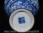6 4  Qianlong Marked Chinese Blue White Porcelain Dragon Plum Vase Bottle Pair