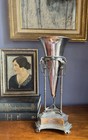 Neoclassical Style Silver Mantel Or Centerpiece Vase With Swans And Paw Feet