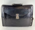Vintage Black Leather Veterinarian doctor salesman Bag Satchel W  Pull Out Trays