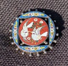 Antique Micro Mosaic 800 Silver Love Bird Doves Brooch Pin Italy Italian C7