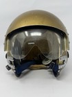 Us Navy Vintage Gold Pilot Helmet Retractable Shield Dual Knobs