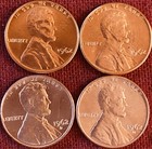 1962 P d Lincoln Memorial Cent Red Bu From Roll - Lot Of 4  Two Of Each 