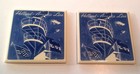 Pair Of Holland America Line Tile Coasters Royal Goedewaagen Blue Delft Holland