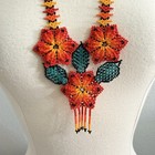 Huichol Beaded Floral Necklace Mexican Folk Art Handmade