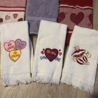 Retro Vintage Valentines Day Decor Tea Towel Lot 7 Pc Cotton Heart Table Cloth