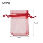 100pcs Organza Bags 2x3 Inch Drawstring Favor Pouches Mesh Bag Red