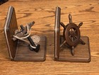 Pre Owned Vtg Remarkably Unique Pair Of Nautical Bookends W anchor Rope Wheel