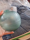 Vintage Glass Fishing Float Green Buoy Ball 5 Inch Nautical Decor