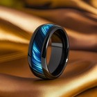 Men women Stainless Steel Ring Blue Tiger Eye Stone Patch Black Jewelry 7-13mm