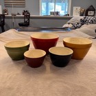 Crate   Barrel Set Of 6 Nesting Mixing Bowls Multi Color Ceramic Stoneware Farm