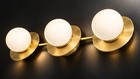 Midcentury 3-light Brass Vanity Wall Sconce Globe Bathroom Mirror Light