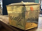 Large Mughal Indian Polished Brass Pierced Incense Box 10 x5 