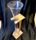 Beer Glass Vtg Half Yard 18  Tall Ale Beer Glass W  Wood Stand