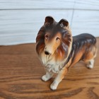 Nanco Vtg Porcelain Japan Collie Dog Figurine Very Good Condition 5 1 2   Long 