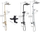 Antique Brass Shower Faucet System With 8   Shower Head Tub Filler Tap Shelf Set
