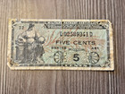 Vtg Military Payment Certificate 5 Cents Series 481 1950s Mpc Used Circulated