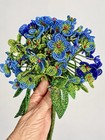 Vintage French Beaded Flower Bouquet Blue Green Glass Seed Beads Handcrafted