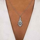 Art Deco Vintage Style 3ct Lab Created Diamond Wedding 14k White Gold Fn Pendant
