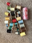 Vintage Spools Thread Sewing Antique Lot Of 28 Various Size Color Some Wooden