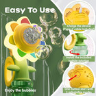 Flower Bubble Machine For Kids  Rechargeable Sunflower Bubble Maker With Lights 