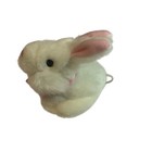 Vintage White Plush Bunny Rabbit Toy With Pink Bow Soft Stuffed Animal 4    Moves